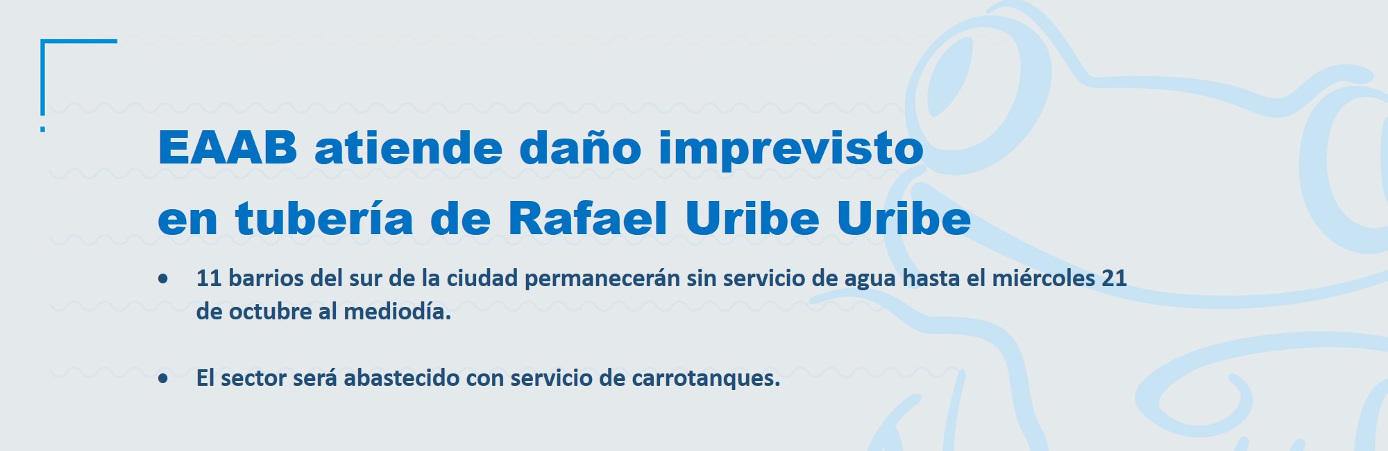 EAAB atiende daño imprevisto en tubería de Rafael Uribe Uribe