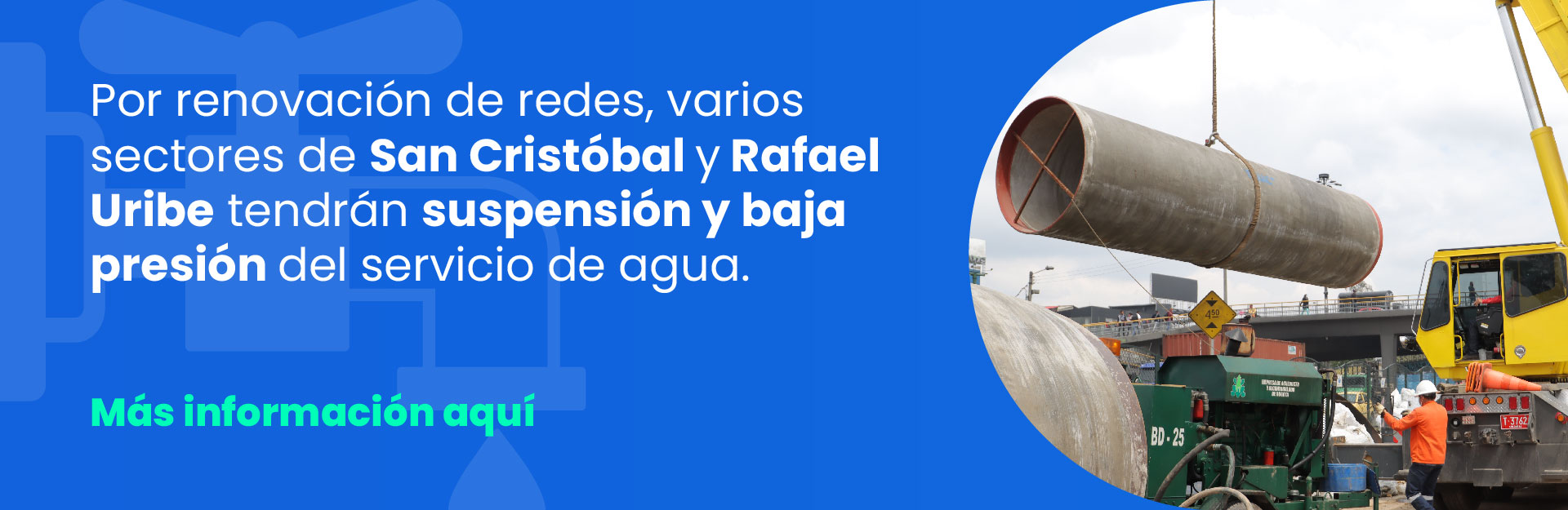 Por obras de renovación de redes, varios sectores de la localidad de San Cristóbal tendrán suspensión del servicio de agua