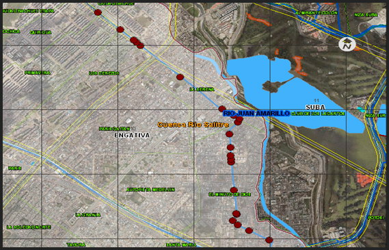 Mapa de Obras de rehabilitación de la línea Avenida Boyacá Tibabuyes d= 24”