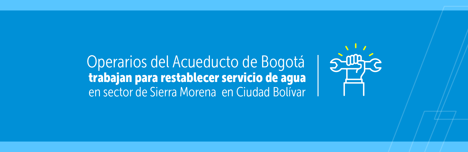 Operarios del Acueducto de Bogotá trabajan para restablecer servicio de agua en sector de Sierra Morena  en Ciudad Bolívar