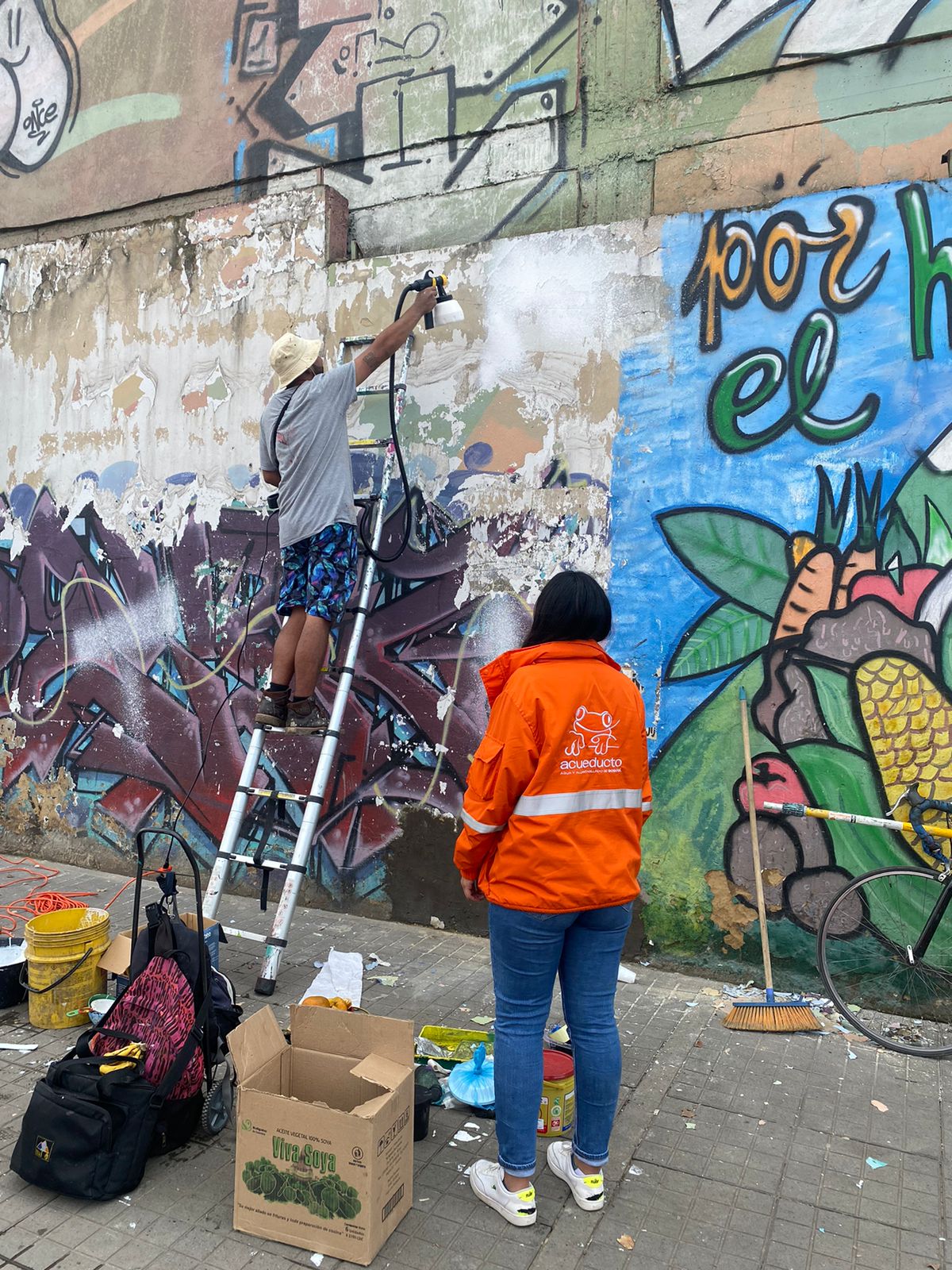 Mural alusivo al cuidado del agua embellece sector de Corabastos