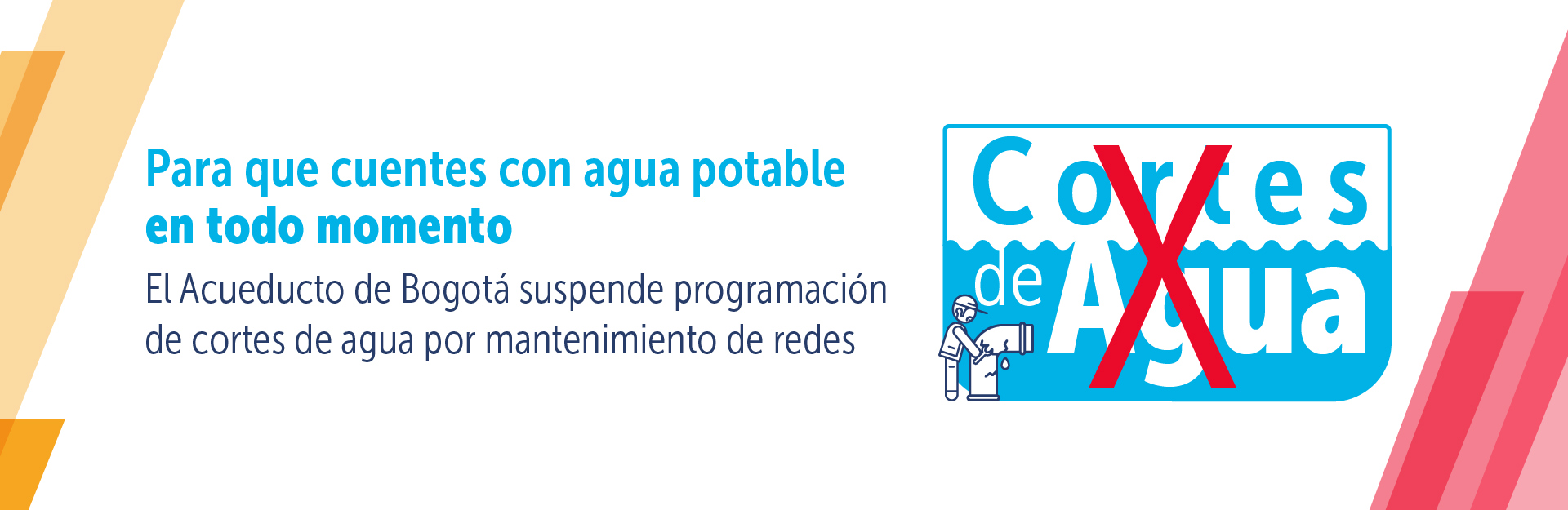 Acueducto de Bogotá suspende programación de cortes de agua por mantenimiento